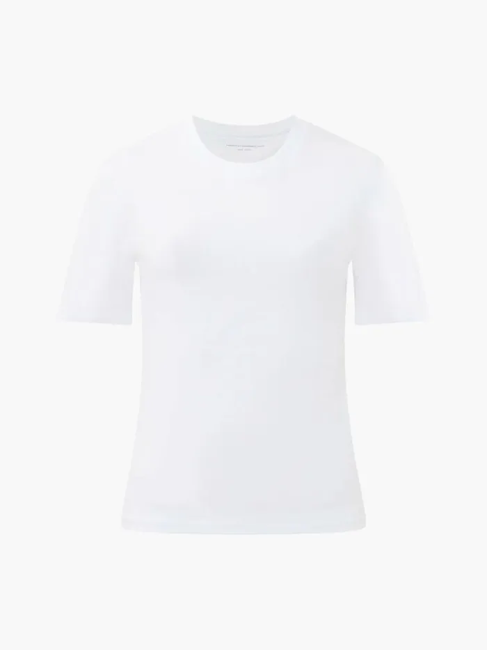 French Connection Rallie Cotton Crew Neck TShirt Linen White Women Tops