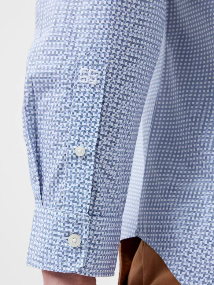 French Connection Regular Fit Classic Collar Geo Floral Shirt Lt Blue Print Men Shirts
