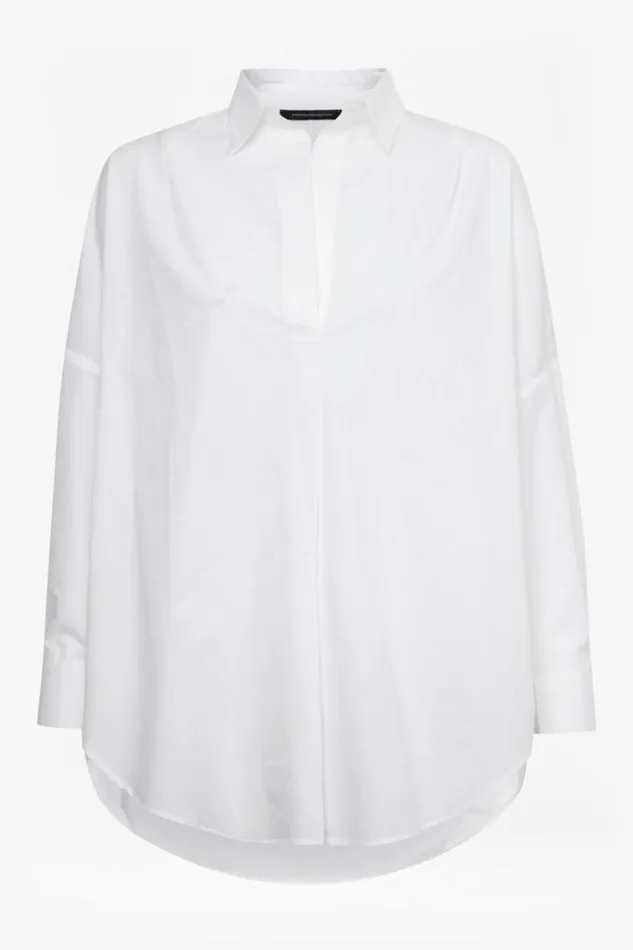 French Connection Rhodes Poplin Popover Shirt Linen White Women Shirts