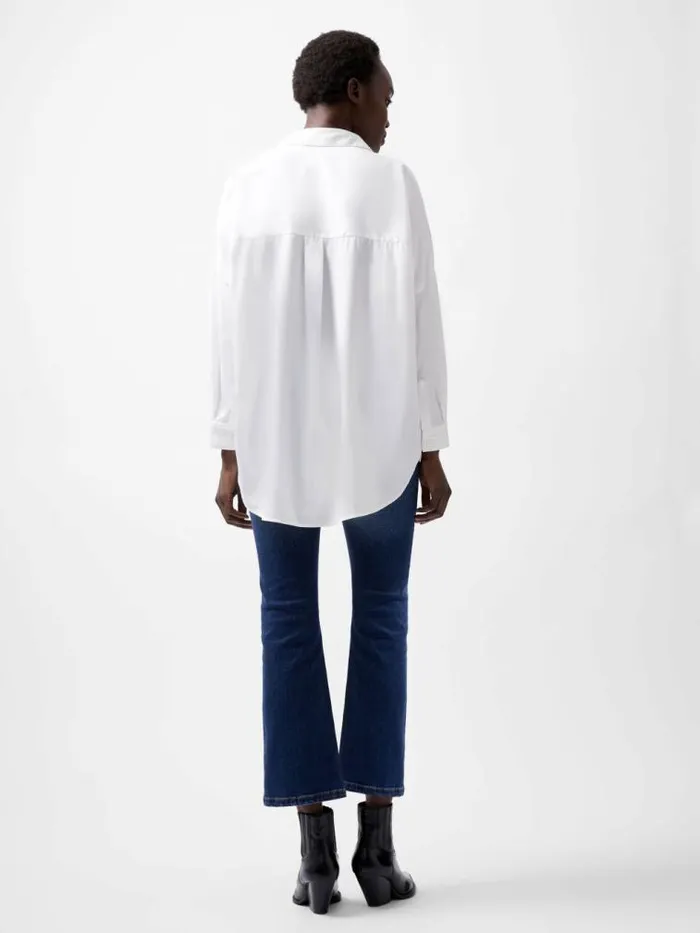 French Connection Rhodes Recycled Crepe Popover Shirt Winter White Women Tops