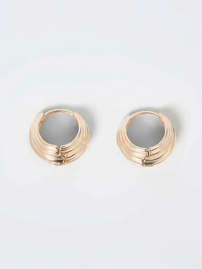 French Connection Ridged Huggie Hoop Earrings Gold Women Jewellery