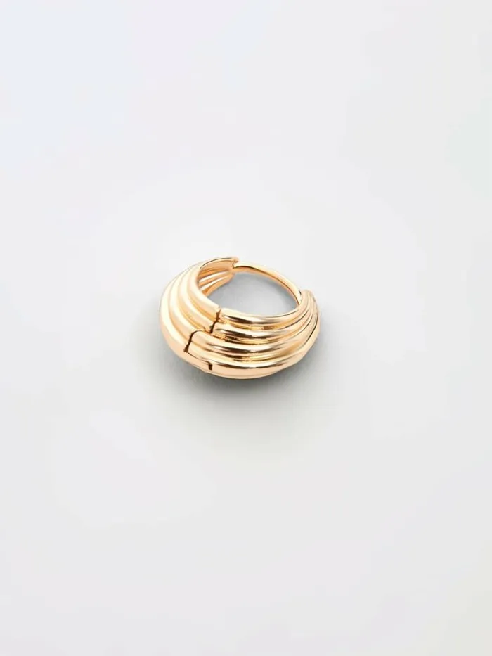French Connection Ridged Huggie Hoop Earrings Gold Women Jewellery