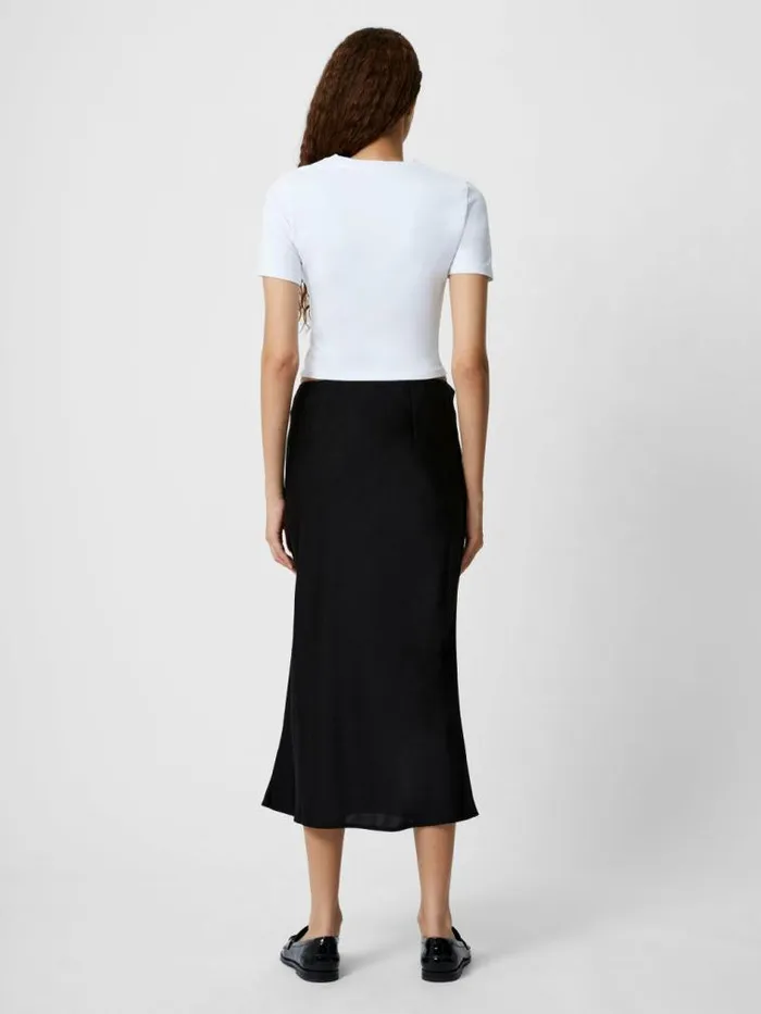 French Connection Satin Slip Midi Skirt Black Women Skirts
