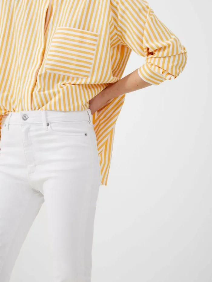 French Connection Stretch Denim Ankle Length Jeans 28 Inch White Women Trousers