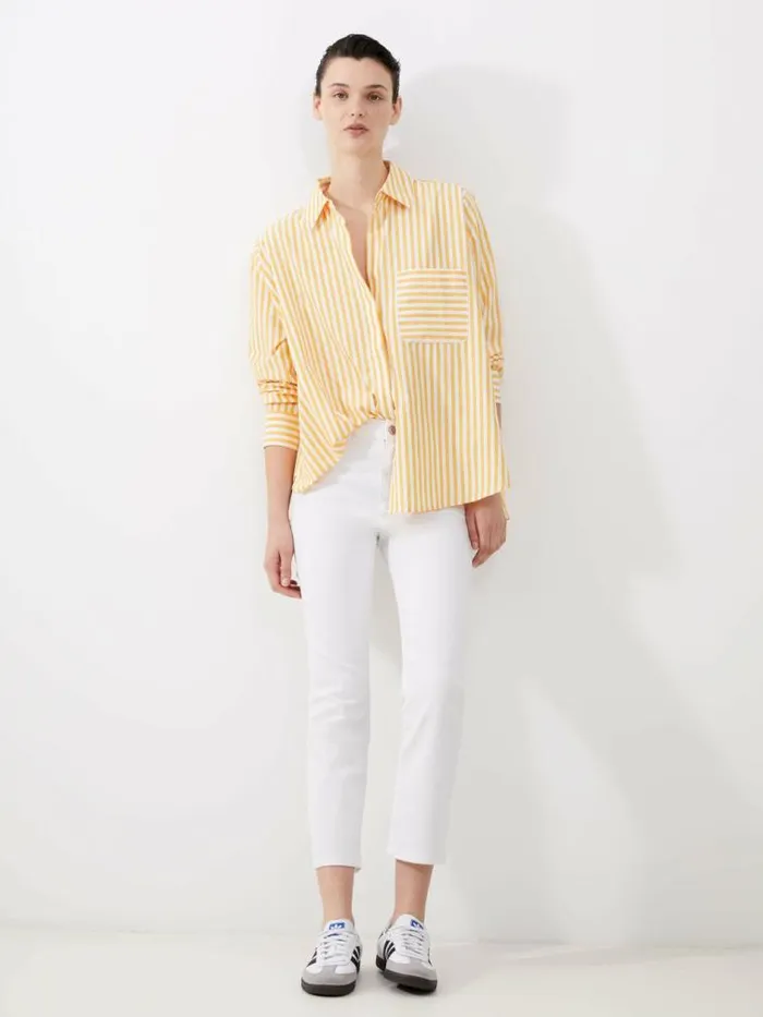 French Connection Stretch Denim Ankle Length Jeans 28 Inch White Women Trousers