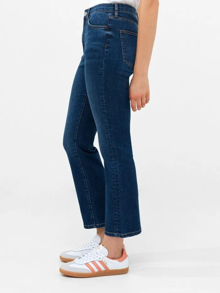 French Connection Stretch Denim Bootcut Ankle Length Jeans 30 Inch Vintage Mid Wash Women Trousers