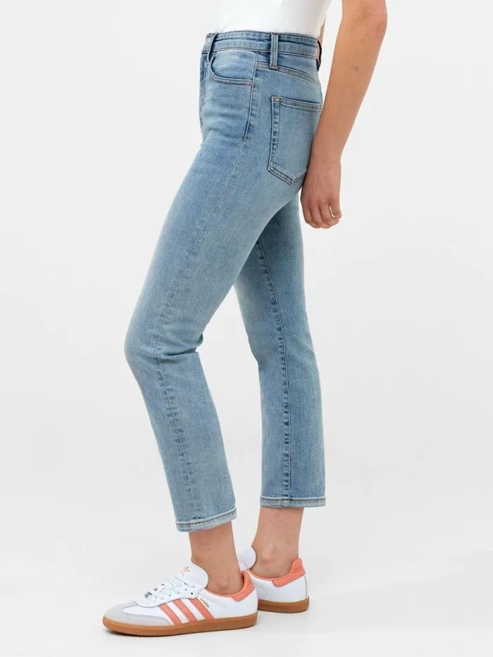 French Connection Stretch Denim Cigarette Fit Ankle Length Jeans 28 Inch Bleach Wash Women Trousers
