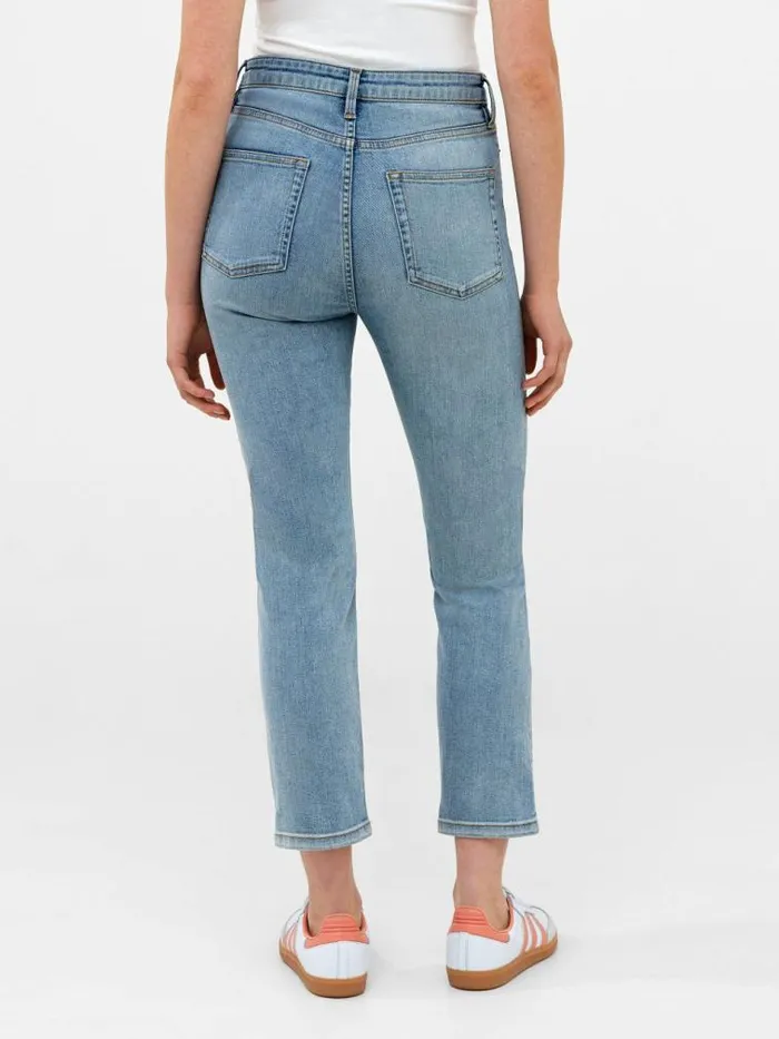 French Connection Stretch Denim Cigarette Fit Ankle Length Jeans 28 Inch Bleach Wash Women Trousers