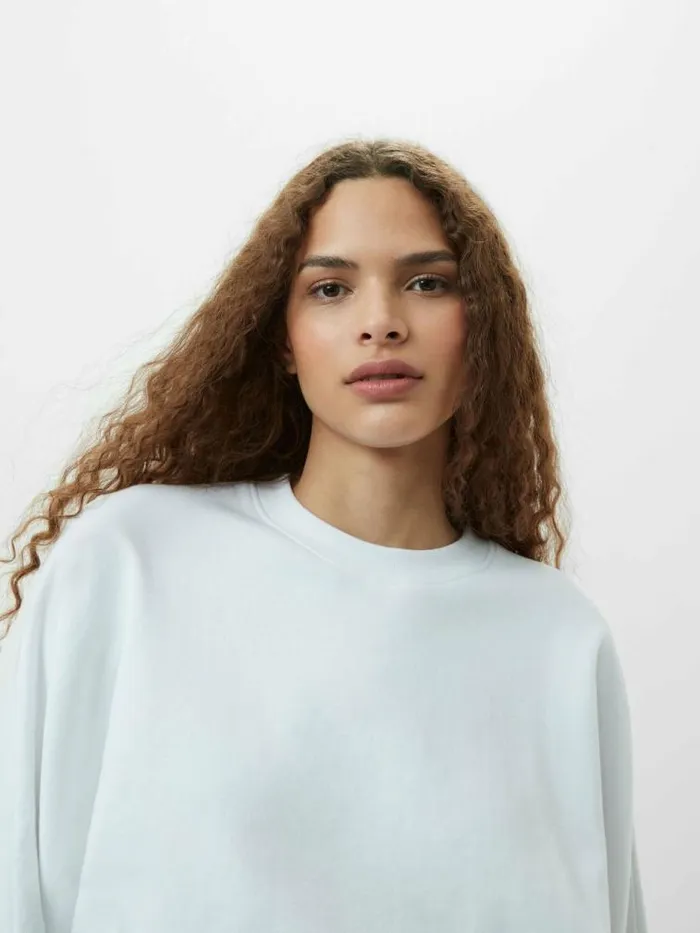 French Connection Sunday Curved Lightweight Sweatshirt Linen White Women Jumpers and Cardigans
