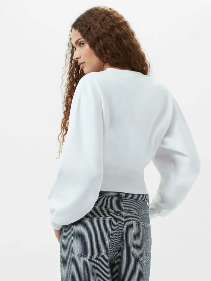 French Connection Sunday Curved Lightweight Sweatshirt Linen White Women Jumpers and Cardigans