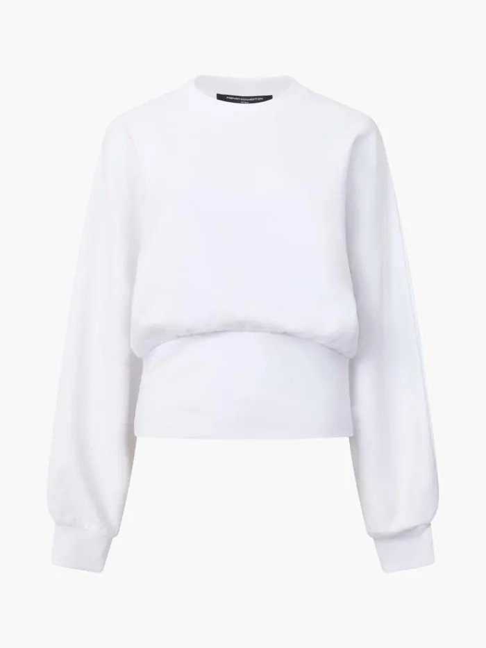 French Connection Sunday Curved Lightweight Sweatshirt Linen White Women Jumpers and Cardigans