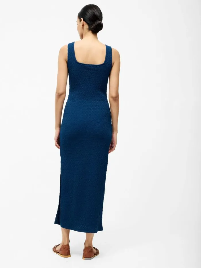 French Connection Textured Square Neck Maxi Dress Midnight Women Dresses