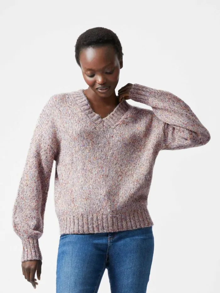 French Connection Tweed VNeck Jumper Multi Women Jumpers and Cardigans