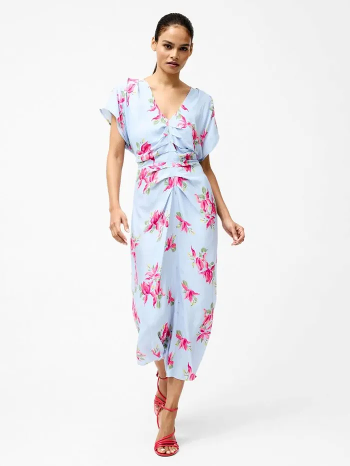 French Connection Vivienne Eco Viscose Front Dress Sky Blue Women Dresses