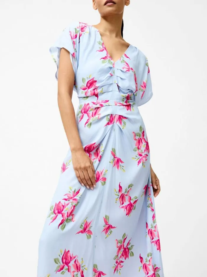 French Connection Vivienne Eco Viscose Front Dress Sky Blue Women Dresses