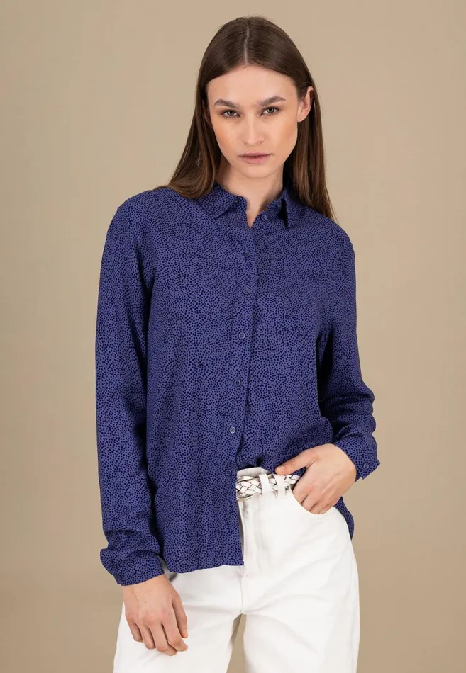 FYNCHHATTON Blouse With A Fine Dot Pattern Blue Purpleashcrimson Red Women Blouses FYNCHHATTON Blouse With A Fine Dot Pattern Blue Purpleashcrimson Red Women Blouses