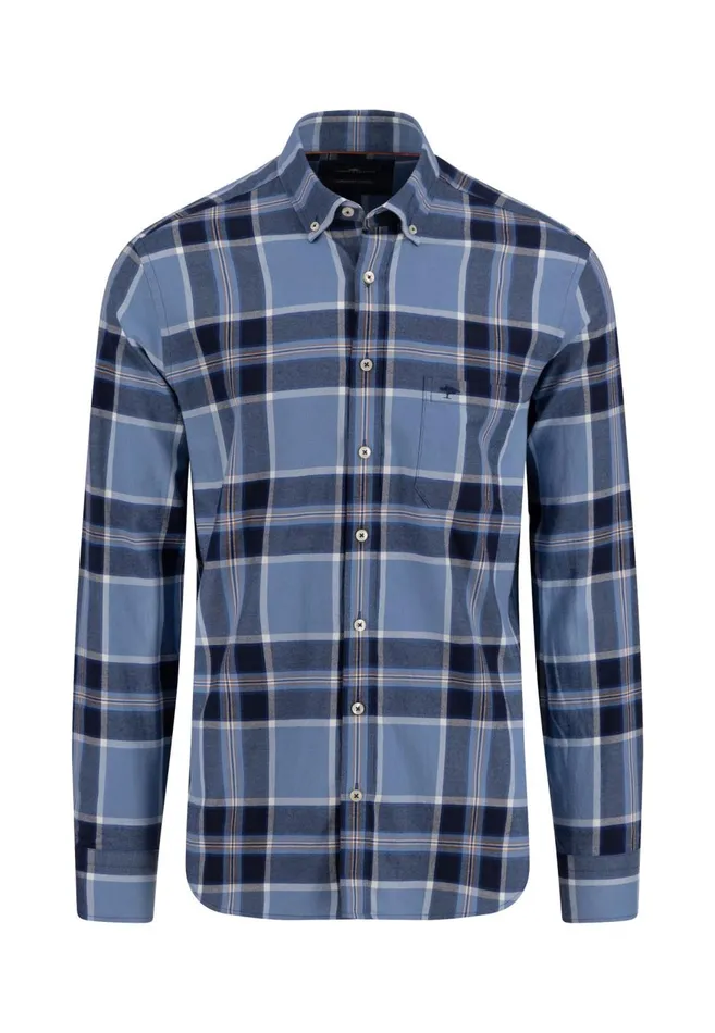 FYNCHHATTON Carroted Shirt Made Of Flannel With Buttondown Collar Navyflame Men Shirts FYNCHHATTON Carroted Shirt Made Of Flannel With Buttondown Collar Navyflame Men Shirts