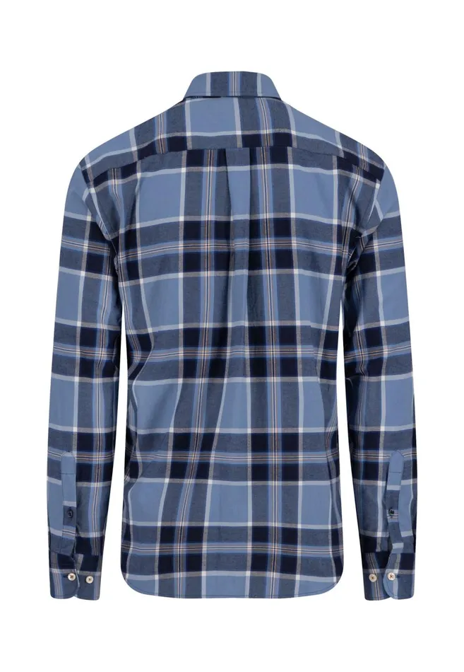 FYNCHHATTON Carroted Shirt Made Of Flannel With Buttondown Collar Navyflame Men Shirts
