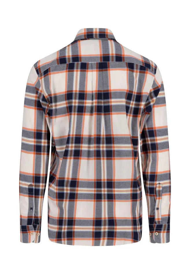 FYNCHHATTON Carroted Shirt Made Of Flannel With Buttondown Collar Navyflame Men Shirts