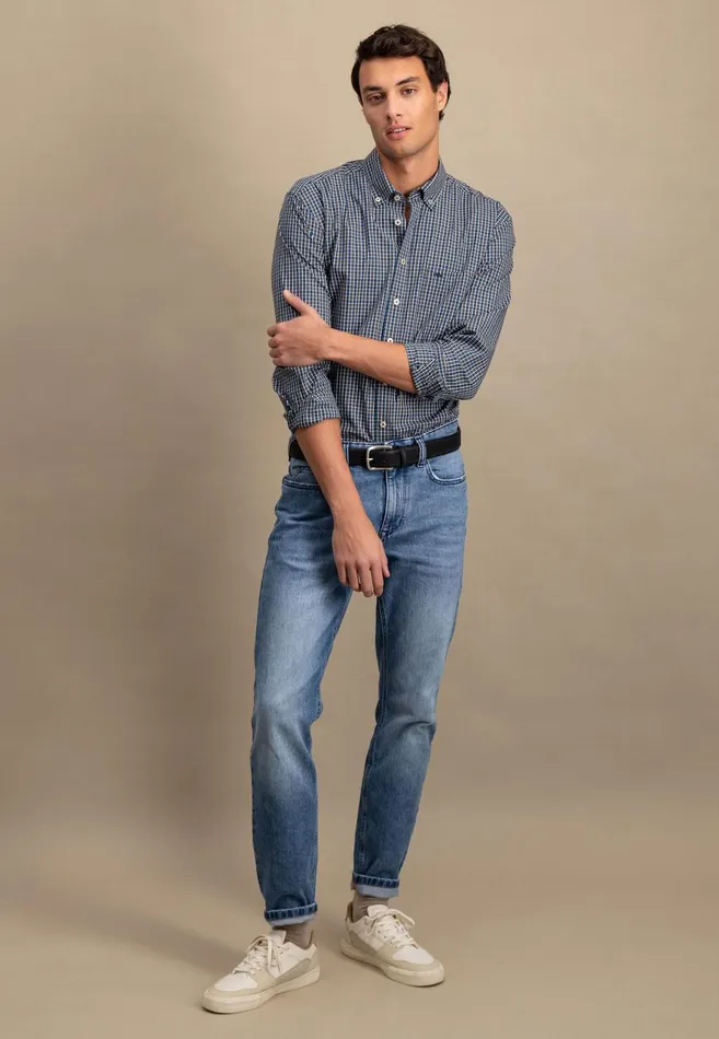 FYNCHHATTON Carroted Shirt With Buttondown Collar Light Khakidark Emeraldvibrant Bluerust Men Sale