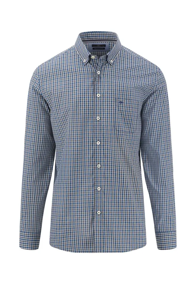 FYNCHHATTON Carroted Shirt With Buttondown Collar Light Khakidark Emeraldvibrant Bluerust Men Sale