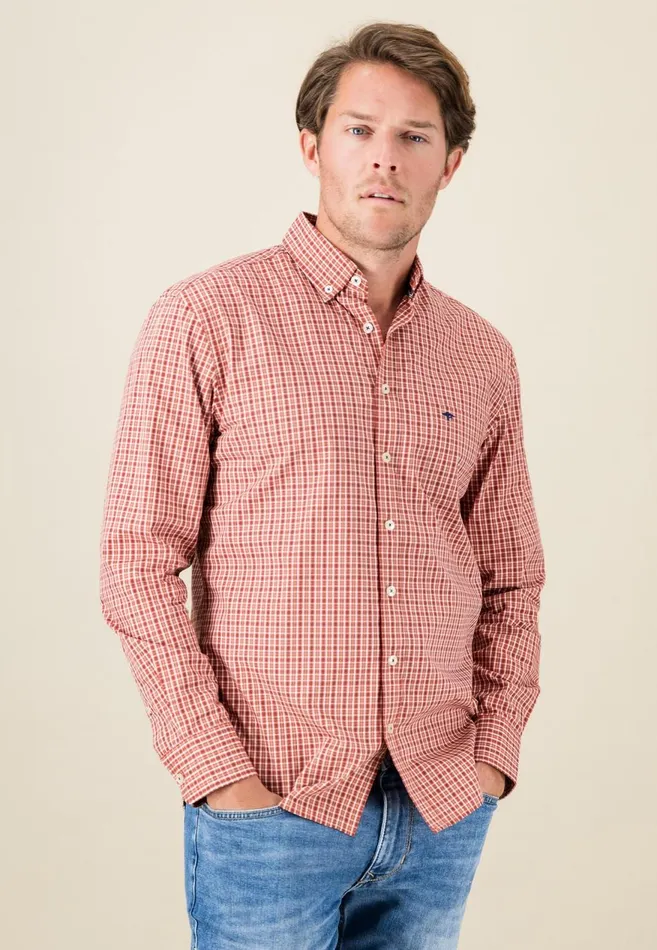 FYNCHHATTON Carroted Shirt With Buttondown Collar Light Khakidark Emeraldvibrant Bluerust Men Sale