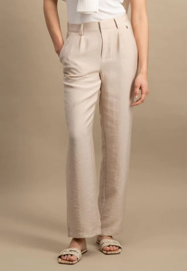 FYNCHHATTON Casualfit Trousers In Plain Colors Sand Women Pants