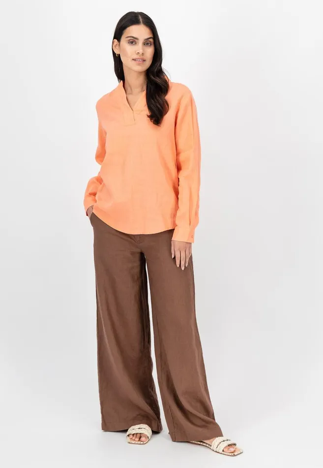 FYNCHHATTON Casual Linen Blouse Blackwhitebright Apricotreed Green Women Blouses FYNCHHATTON Casual Linen Blouse Blackwhitebright Apricotreed Green Women Blouses