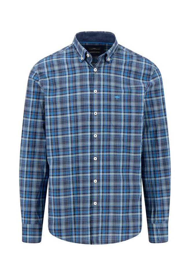 FYNCHHATTON Checked Shirt With Buttondown Collar Hazelvibrant Bluerustruby Red Men Shirts