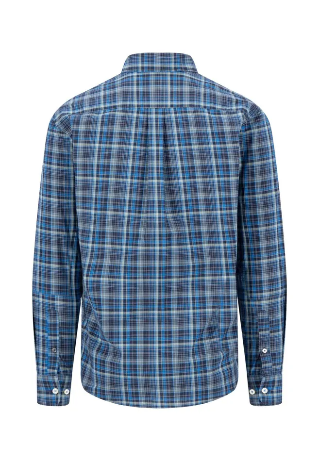 FYNCHHATTON Checked Shirt With Buttondown Collar Hazelvibrant Bluerustruby Red Men Shirts