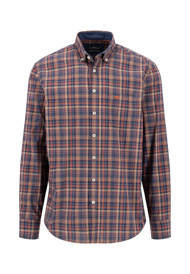 FYNCHHATTON Checked Shirt With Buttondown Collar Hazelvibrant Bluerustruby Red Men Shirts