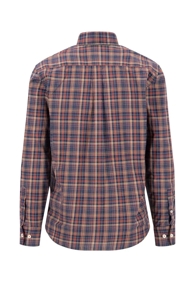 FYNCHHATTON Checked Shirt With Buttondown Collar Hazelvibrant Bluerustruby Red Men Shirts