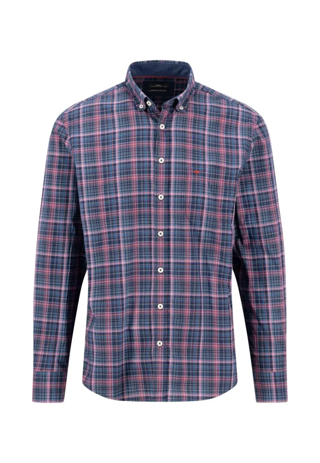 FYNCHHATTON Checked Shirt With Buttondown Collar Hazelvibrant Bluerustruby Red Men Shirts