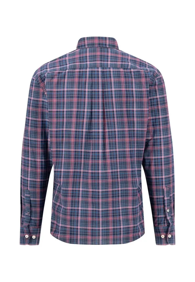 FYNCHHATTON Checked Shirt With Buttondown Collar Hazelvibrant Bluerustruby Red Men Shirts