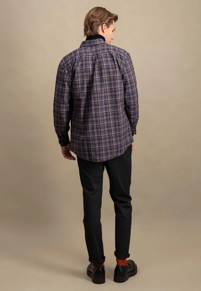 FYNCHHATTON Checked Shirt With Buttondown Collar Hazelvibrant Bluerustruby Red Men Shirts