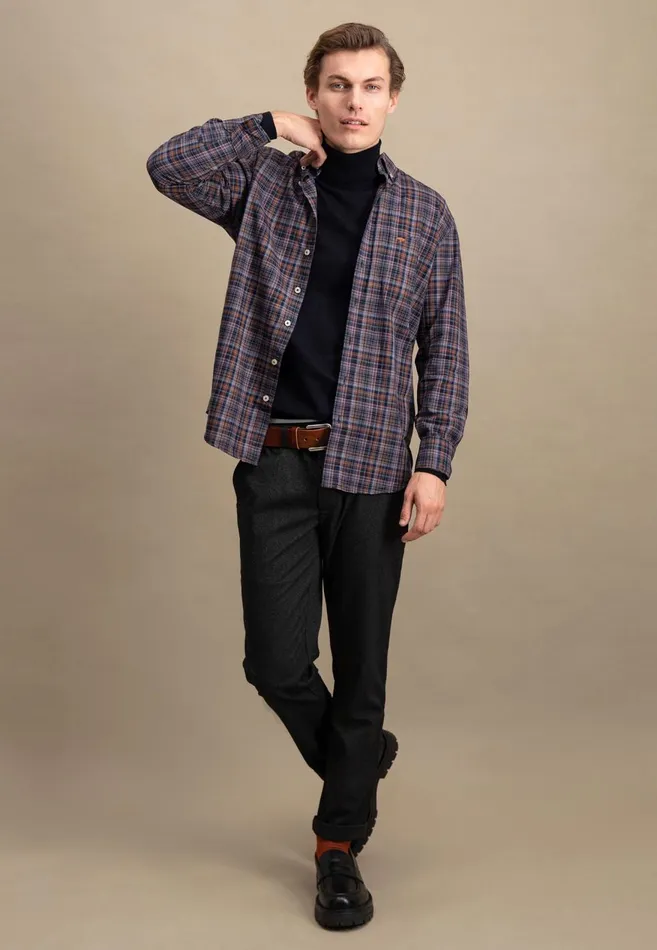 FYNCHHATTON Checked Shirt With Buttondown Collar Hazelvibrant Bluerustruby Red Men Shirts