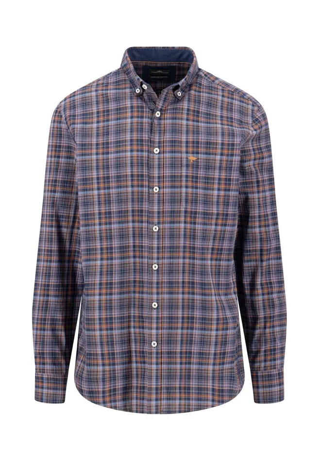 FYNCHHATTON Checked Shirt With Buttondown Collar Hazelvibrant Bluerustruby Red Men Shirts