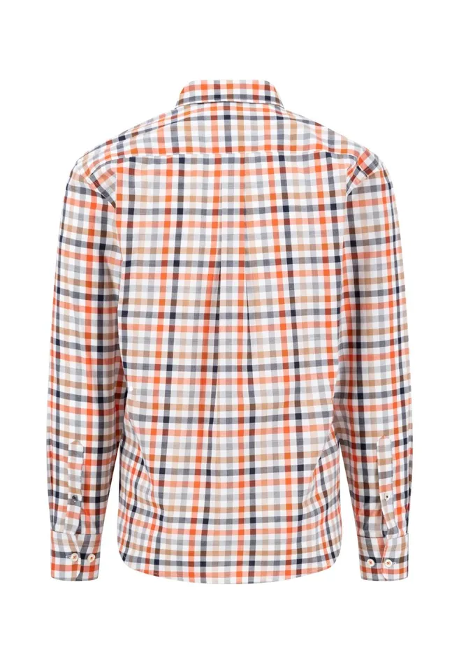 FYNCHHATTON Checked Shirt With Buttondown Collar Rustfuchsiaflamegrass Green Men Shirts