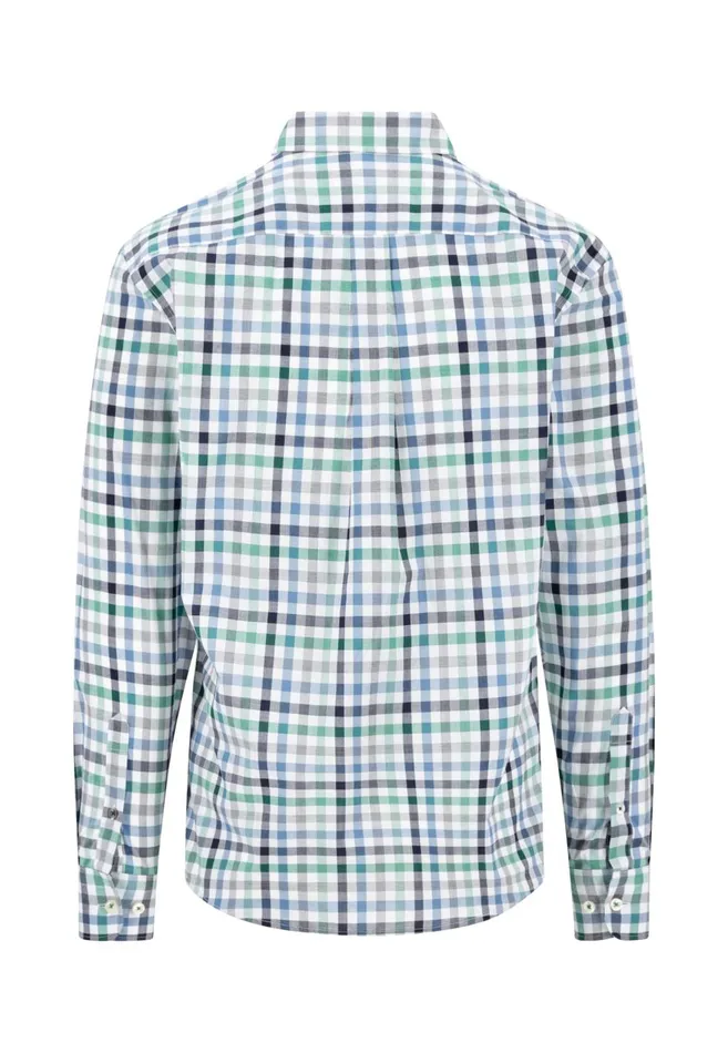 FYNCHHATTON Checked Shirt With Buttondown Collar Rustfuchsiaflamegrass Green Men Shirts