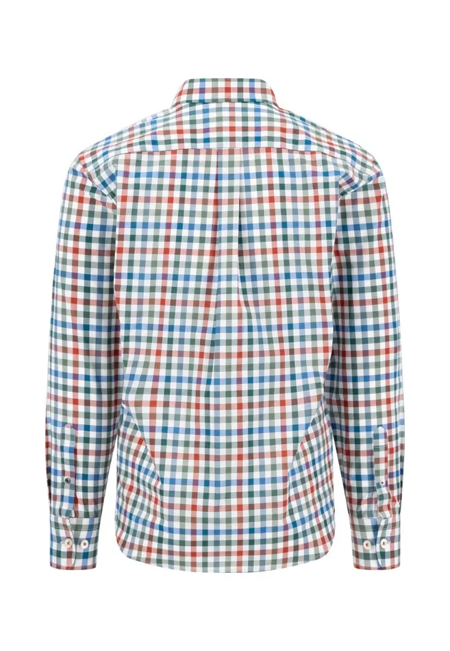 FYNCHHATTON Checked Shirt With Buttondown Collar Rustfuchsiaflamegrass Green Men Shirts