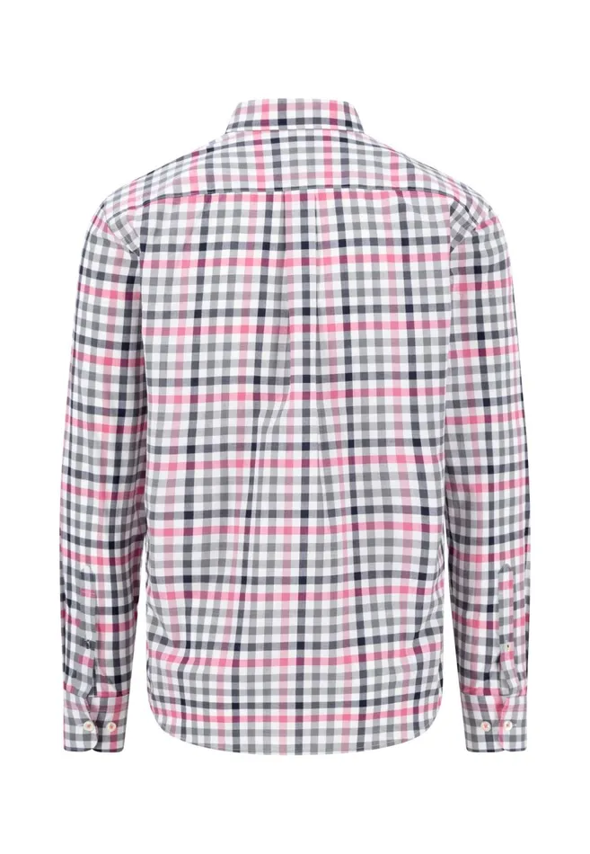 FYNCHHATTON Checked Shirt With Buttondown Collar Rustfuchsiaflamegrass Green Men Shirts