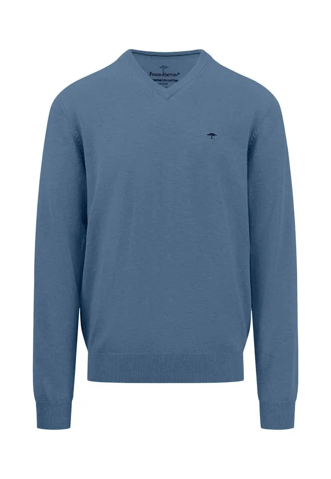 FYNCHHATTON Cotton Knitting Sweater With Vneckline Vibrant Bluenew Dijonrustruby Redflamepale Blushfuchsiadark Teal Men Sweater