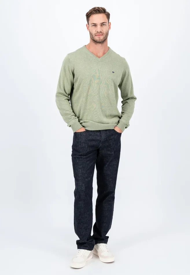 FYNCHHATTON Cotton Knitting Sweater With Vneckline Vibrant Bluenew Dijonrustruby Redflamepale Blushfuchsiadark Teal Men Sweater