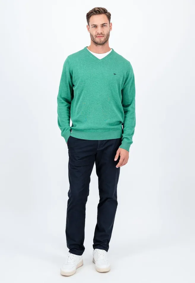 FYNCHHATTON Cotton Knitting Sweater With Vneckline Vibrant Bluenew Dijonrustruby Redflamepale Blushfuchsiadark Teal Men Sweater