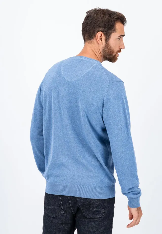 FYNCHHATTON Cotton Knitting Sweater With Vneckline Vibrant Bluenew Dijonrustruby Redflamepale Blushfuchsiadark Teal Men Sweater