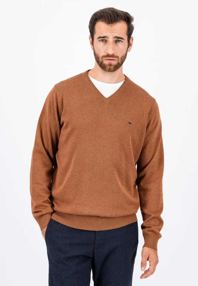 FYNCHHATTON Cotton Knitting Sweater With Vneckline Vibrant Bluenew Dijonrustruby Redflamepale Blushfuchsiadark Teal Men Sweater