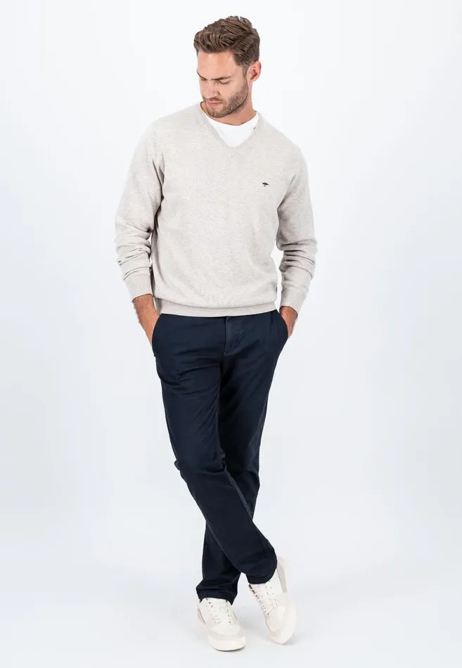 FYNCHHATTON Cotton Knitting Sweater With Vneckline Vibrant Bluenew Dijonrustruby Redflamepale Blushfuchsiadark Teal Men Sweater