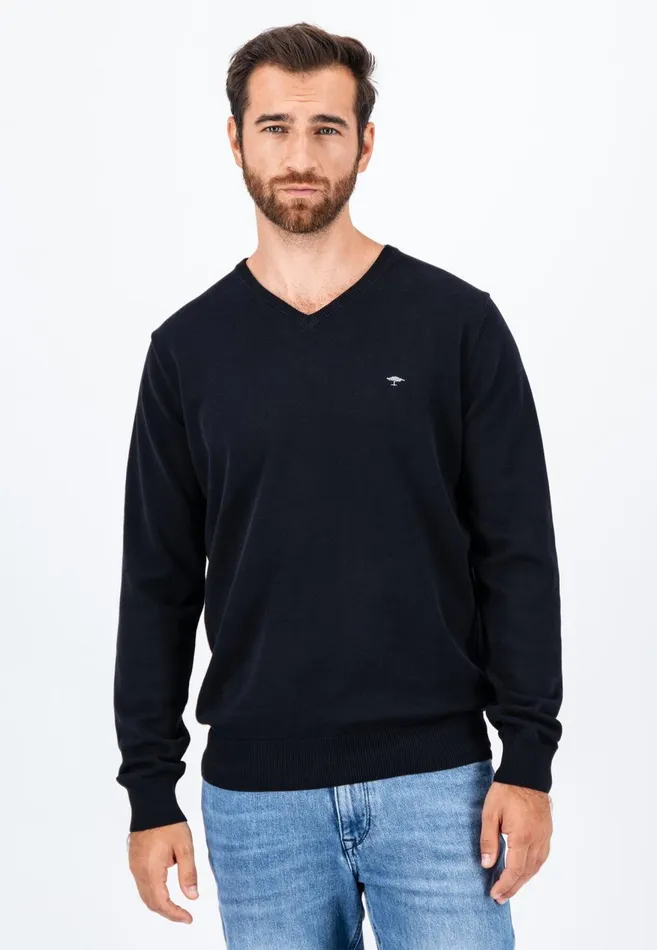 FYNCHHATTON Cotton Knitting Sweater With Vneckline Vibrant Bluenew Dijonrustruby Redflamepale Blushfuchsiadark Teal Men Sweater