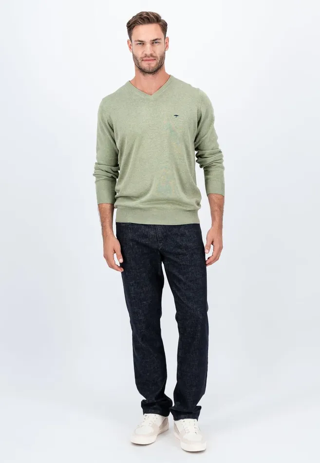 FYNCHHATTON Cotton Knitting Sweater With Vneckline Vibrant Bluenew Dijonrustruby Redflamepale Blushfuchsiadark Teal Men Sweater