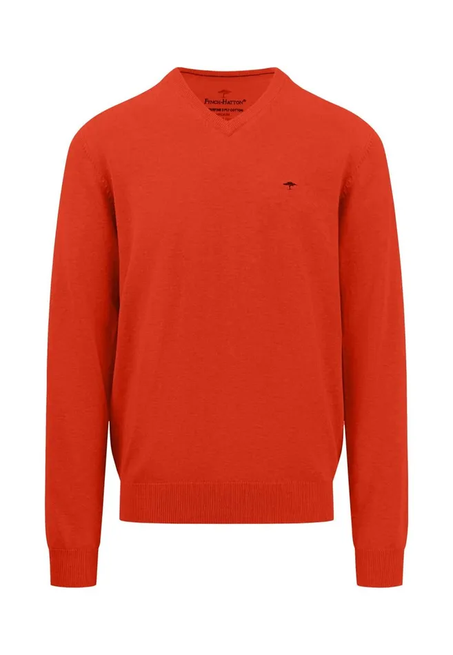 FYNCHHATTON Cotton Knitting Sweater With Vneckline Vibrant Bluenew Dijonrustruby Redflamepale Blushfuchsiadark Teal Men Sweater